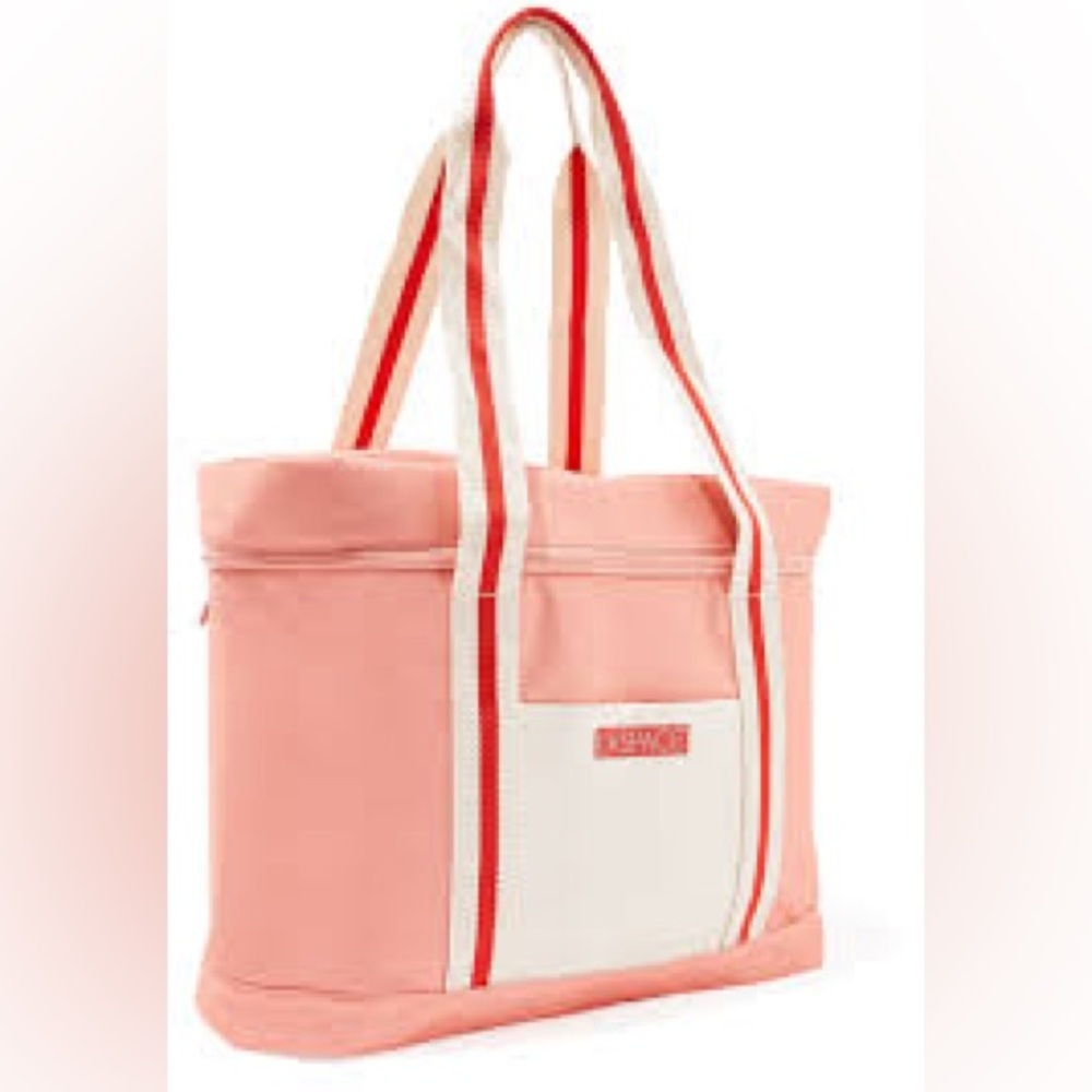 l*space Pink Canvas Tote Bag with Striped Handles - Picture 3 of 6